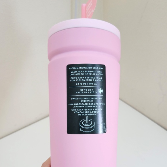 Starbucks Twist-to-Seal Pink Cherry Blossom Soft Insulated Cold Cup 24oz Tumbler - Picture 2 of 6
